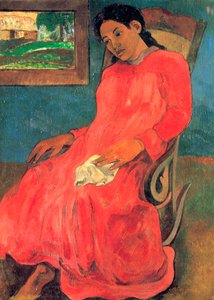 Mujer con vestido rojo, 1891