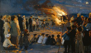 Incendio de verano en la playa de Skagens