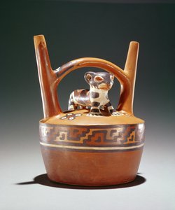 Olla de estribo con jaguar, Cultura Nazca