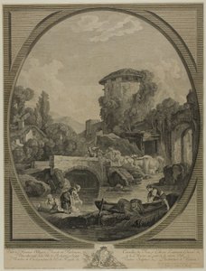Paisaje con un puente y un palomar