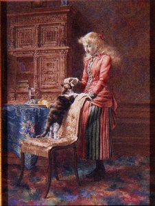 Niña con un gato