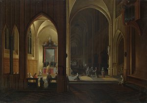 Un servicio vespertino en una iglesia, 1649
