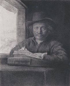 Autorretrato, grabado en una ventana, 1648 (grabado en papel verjurado)