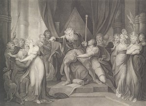El rey Lear expulsando a su hija Cordelia, Shakespeare, primera publicación 1792, reeditado 1852