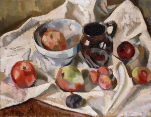 Naturaleza muerta con manzanas, ciruelas y una jarra, 1919