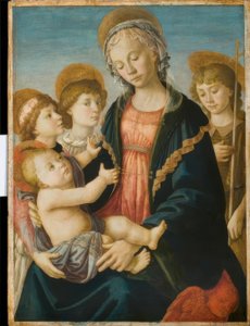 María con niño, el niño Juan y dos ángeles