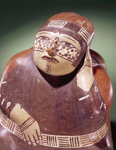 Recolector de cacao de cerámica, Cultura Nazca (detalle)
