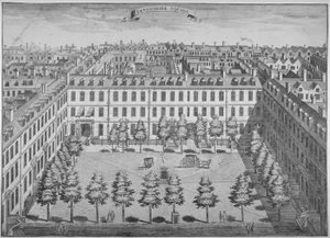 Vista aérea de Devonshire Square, Ciudad de Londres, 1740