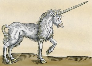 Unicornio, ilustración de Historiae Animalium por Conrad Gesner, 1551