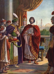 Antigüedad romana: El emperador Juliano el Apóstata (Juliano el Filósofo o Juliano II) vencido por el rey persa Shapur II en el 363 d.C." (El emperador romano Juliano el Apóstata (Juliano el Filósofo) y el rey de Persia Shapur II, 363 d.C.) Ilustración de 