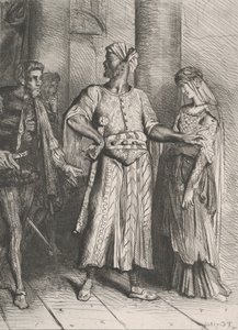Honesto Yago, mi Desdémona debo dejarte: placa 4 de Othello, grabado 1844, reimpreso 1900