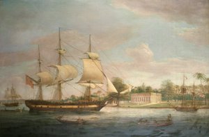 Un barco de campo en el Hoogly cerca de Calcuta