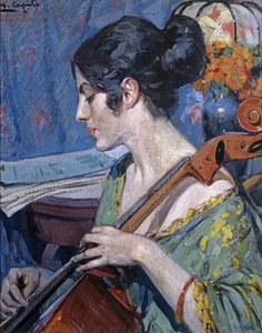 El violonchelista (óleo sobre lienzo)