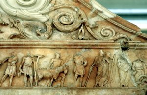 Escena de sacrificio del Ara Pacis, Roma, 9 a.C.