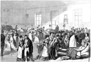 Entrenando a mujeres para ser enfermeras en un hospital militar en San Petersburgo, 1877