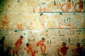 Vida laboral en el Antiguo Egipto, pintura mural de la tumba de un artesano en Saqqara