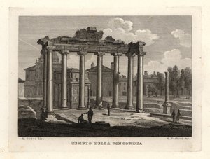 Vista del Templo de la Concordia, Tempio della Concordia, Roma