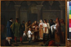 Bautismo infantil, anónimo. Óleo sobre lienzo, principios del siglo XIX, Museo Estatal de A.S. Pushkin, Moscú