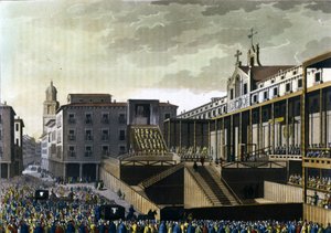 Escena de la Inquisición en la plaza pública de Burgos, España. Siglo XVI