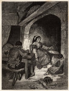 Un hogar de posada en Saint Cernin, grabado para ilustrar un viaje a los volcanes del centro de Francia en 1864, en 