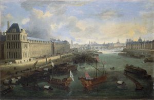 La Grande Galerie del Louvre, el Pont-Neuf, la Cité, el Collège des Quatres-Nations, hacia 1670 En el Sena, la galera real, entre 1670 y 1685 (óleo sobre lienzo)