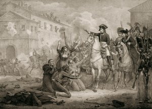 Guerra de Independencia de España (1808-1814): los españoles imploran piedad a Napoleón. Madrid, Biblioteca Nacional.