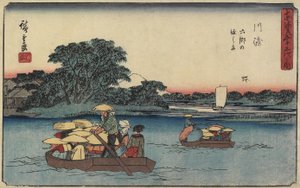 Ferry en Rokugo_, Kawasaki, 1841-1842