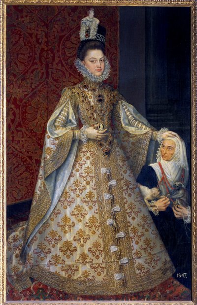 Retrato de cuerpo entero de la Infanta de España Isabel Clara Eugenia de Habsburgo, soberana de los Países Bajos y Magdalena Ruiz de Alonso Sánchez Coello