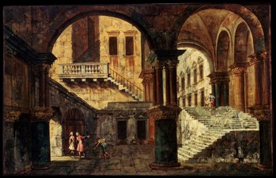 Patio con una Escalera, 1730s de Michele Marieschi