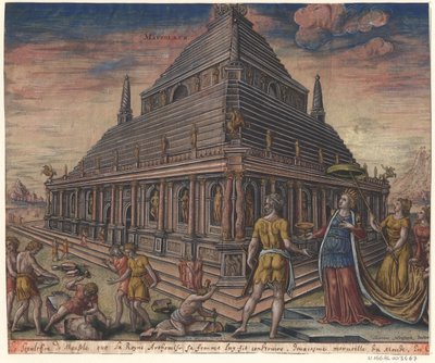 El Mausoleo de Halicarnaso de la serie Las Ocho Maravillas del Mundo Después de Maarten van Heemskerck, 1572 de Philipp Galle