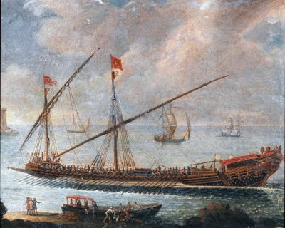 Galera saliendo del puerto de Génova (pintura) de Unknown artist