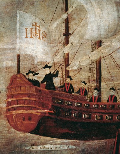 Los jesuitas llegan en barco a la costa de Nueva Granada de Unknown artist