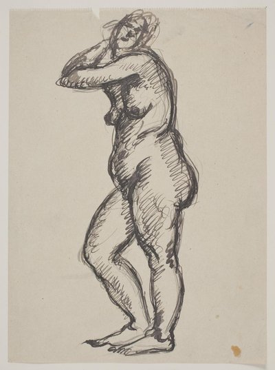 Modelo femenina de pie mirando a la izquierda de Vilhelm Lundstrøm